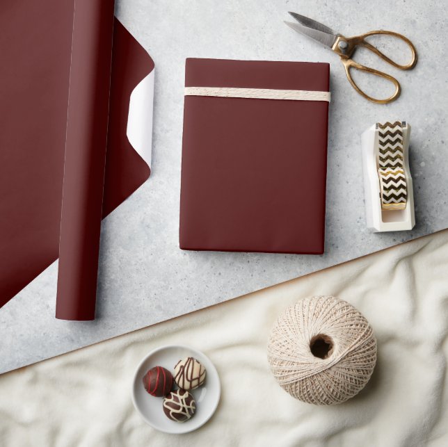 Minimalist Oxblood Wine Red Christmas Plain Colour Wrapping Paper (Crafts)