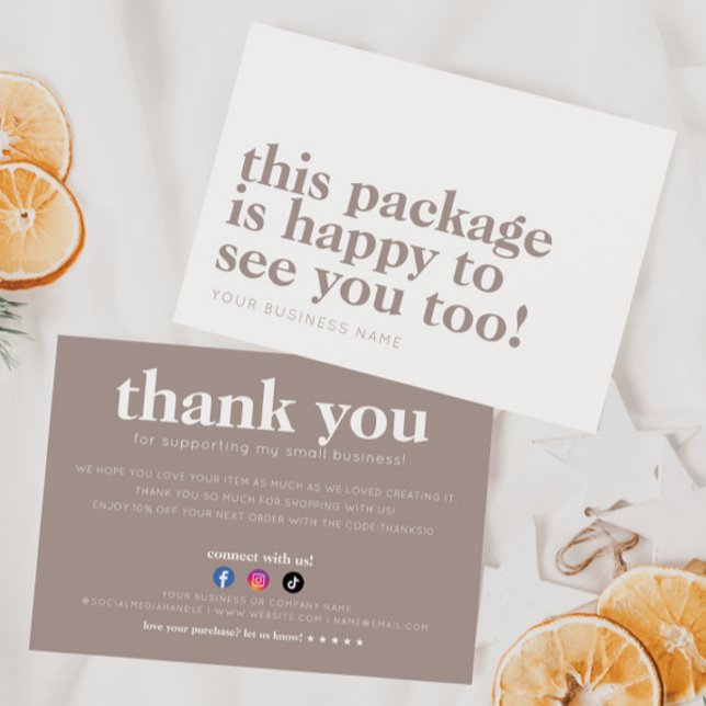 Minimalist Package Happy to See You Beige Business Thank You Card (Creator Uploaded)