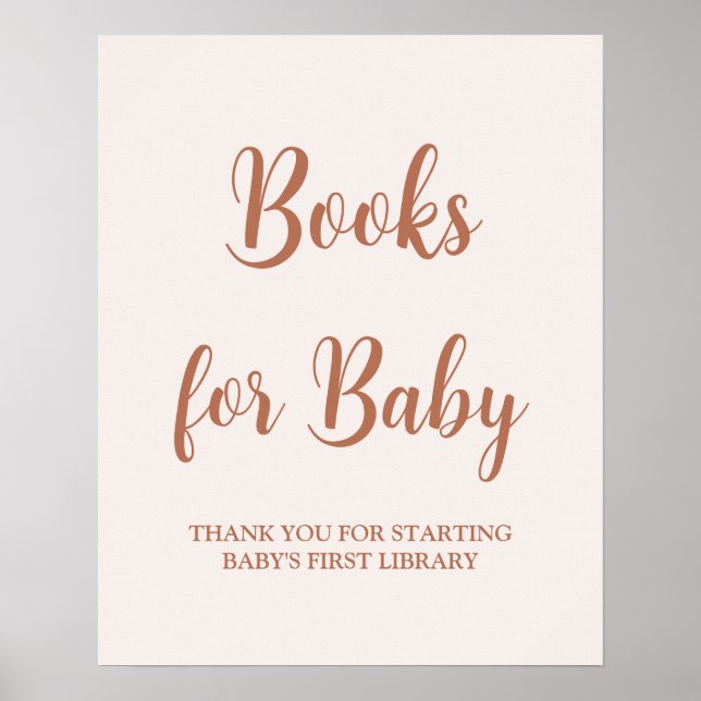 Minimalist Pale Pink Books for Baby sign (Front)