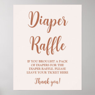 Minimalist Pale Pink Diaper Raffle sign