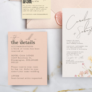 Minimalist Pale Salmon Wedding Details  Enclosure Card