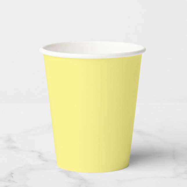 Minimalist pale yellow plain solid modern paper cups (Front)