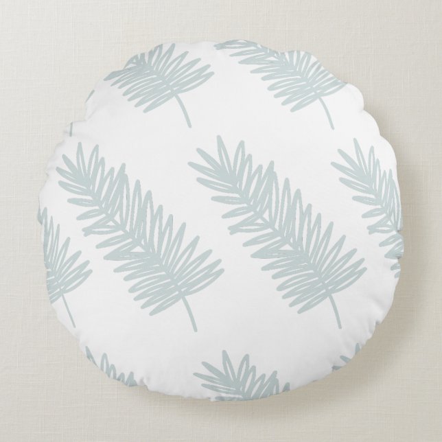 Minimalist Palm Frond Leaves Pattern Round Cushion (Front)