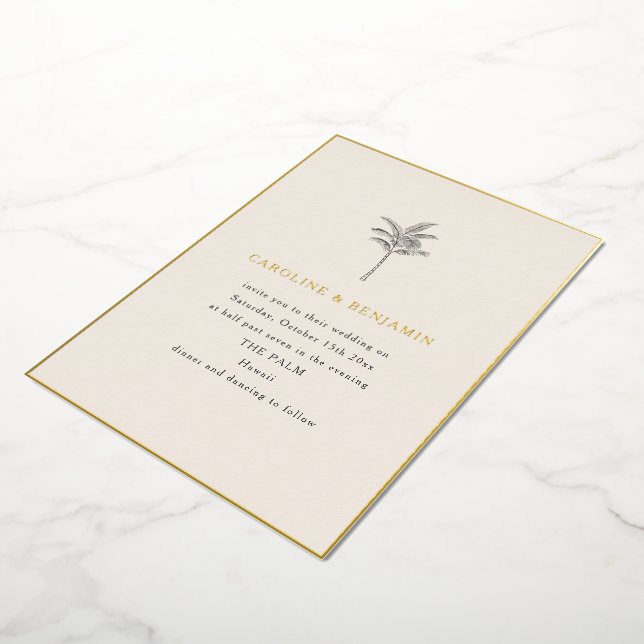 Minimalist Palm Tree Elegant Wedding Gold Border (Rotated)