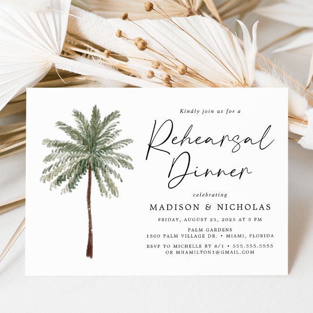Minimalist Palm Tree Wedding Rehearsal Dinner Invitation (Creator Uploaded)