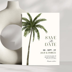 Minimalist palm tree wedding save the date