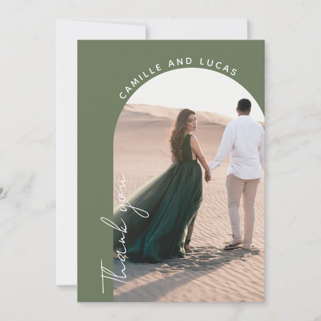 Minimalist Palm trees wedding Thank you card (Front)