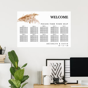 Minimalist Pampas Grass Wedding Seating Chart