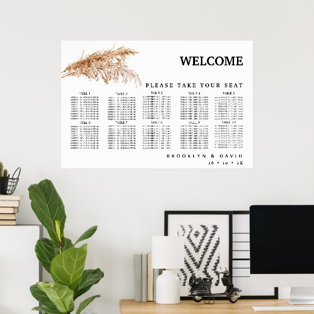 Minimalist Pampas Grass Wedding Seating Chart  (Home Office)
