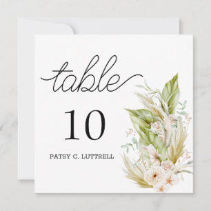 Minimalist Pampas Wedding Table Number Template
