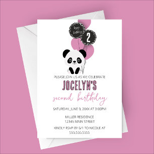 Minimalist Panda Bear Birthday Party Invitatoin Invitation