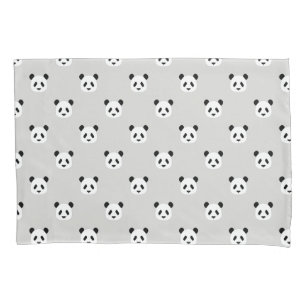 Minimalist Panda Pattern - Light Grey Pillowcase