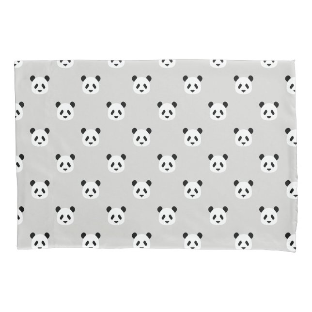 Minimalist Panda Pattern - Light Grey Pillowcase (Front)