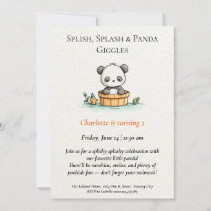 Minimalist Panda Pool Party Invitation