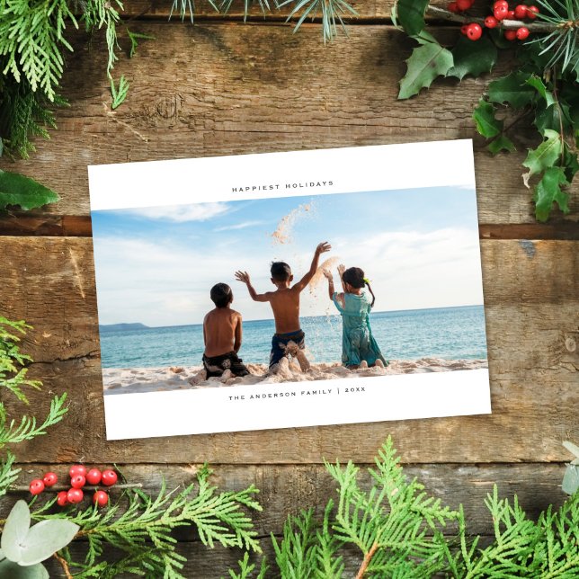 Minimalist Panoramic White Holiday Photo Card (Creator Uploaded)