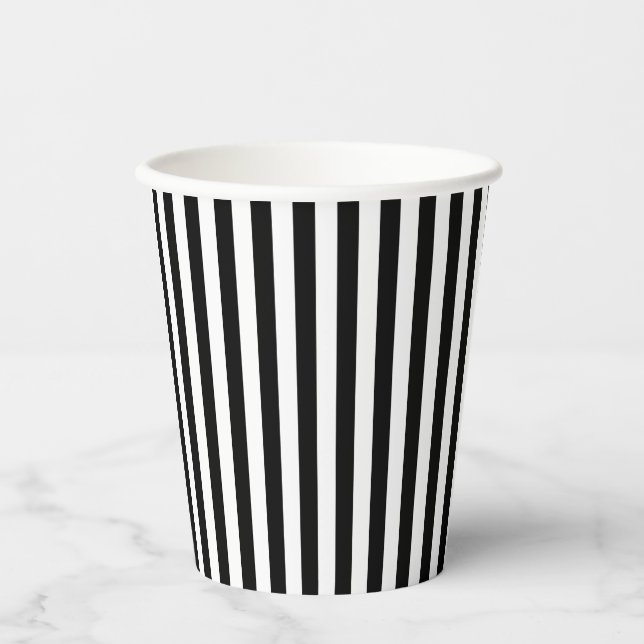Minimalist Paper Gobelet Black White Stripes Paper Cups (Front)