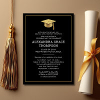 Minimalist Parents Names Black Gold Graduation