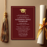 Minimalist Parents Names Burgundy Gold Graduation