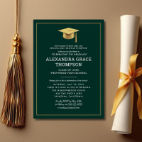 Minimalist Parents Names Green Gold Graduation