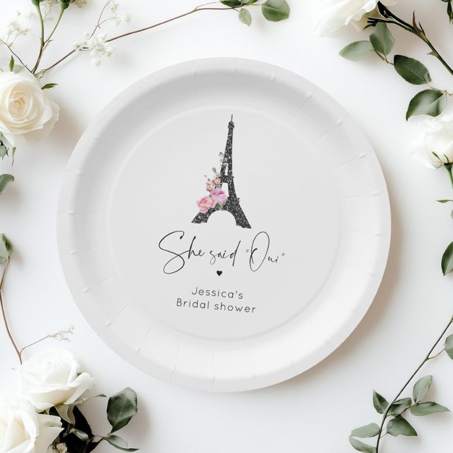 Minimalist Paris eiffel tower bridal welcome Paper Plate (Creator Uploaded)