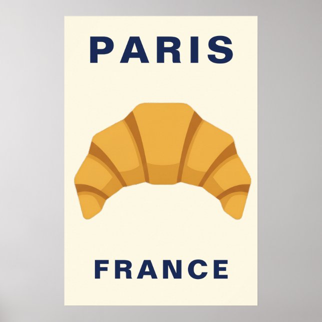Minimalist Paris France Croissant French Bakery Poster (Front)