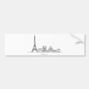 Minimalist Paris Skyline Line Art Bumper Sticker