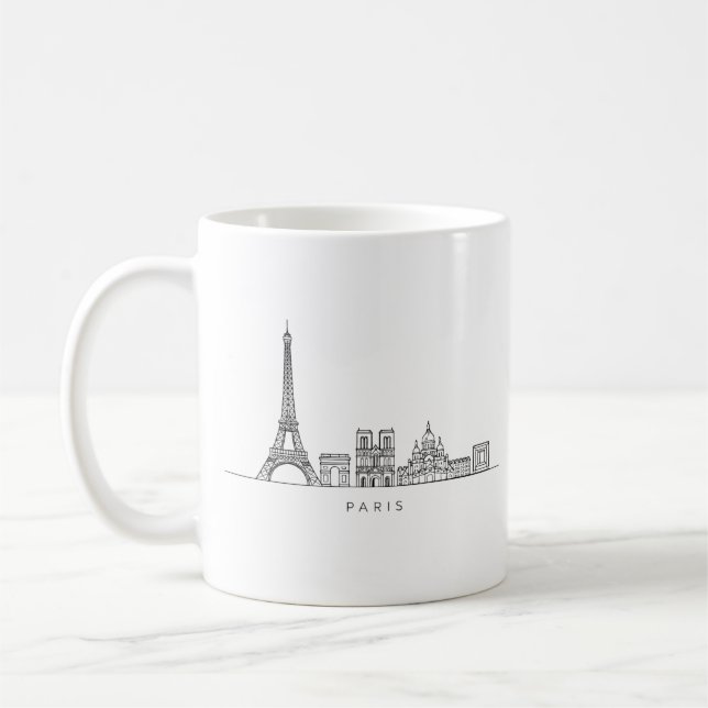 Minimalist Paris Skyline Line Art Coffee Mug (Left)