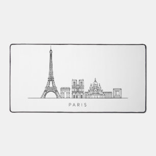 Minimalist Paris Skyline Line Art Desk Mat