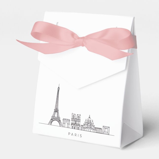 Minimalist Paris Skyline Line Art Favour Box (Front Side)