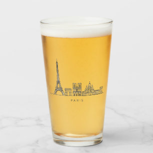 Minimalist Paris Skyline Line Art Glass