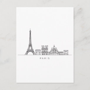 Minimalist Paris Skyline Line Art Postcard
