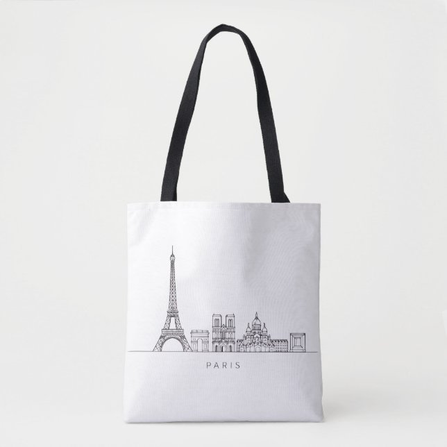 Minimalist Paris Skyline Line Art Tote Bag (Front)