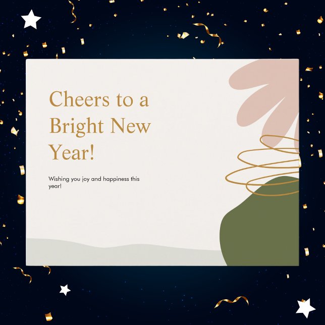 Minimalist Pastel and Gold Abstract New Year Holiday Postcard (Creator Uploaded)