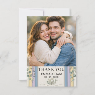 Minimalist Pastel Arch Botanical Wedding Thank You Card