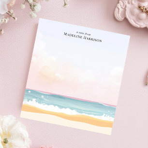 Minimalist Pastel Beach Ocean Personalised Name Notepad