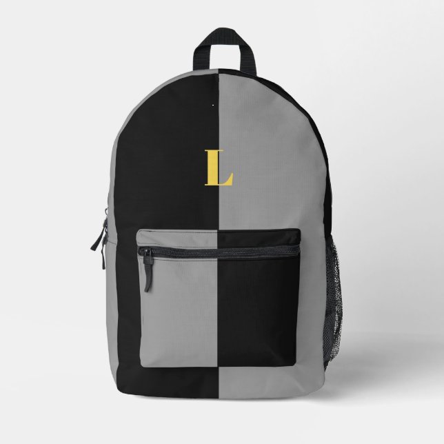 Minimalist Pastel Black Custom Name Backpack (Front)