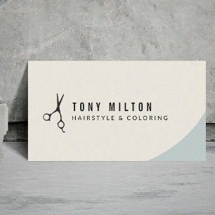 Minimalist Pastel Black Scissors Hairstylist Business Card