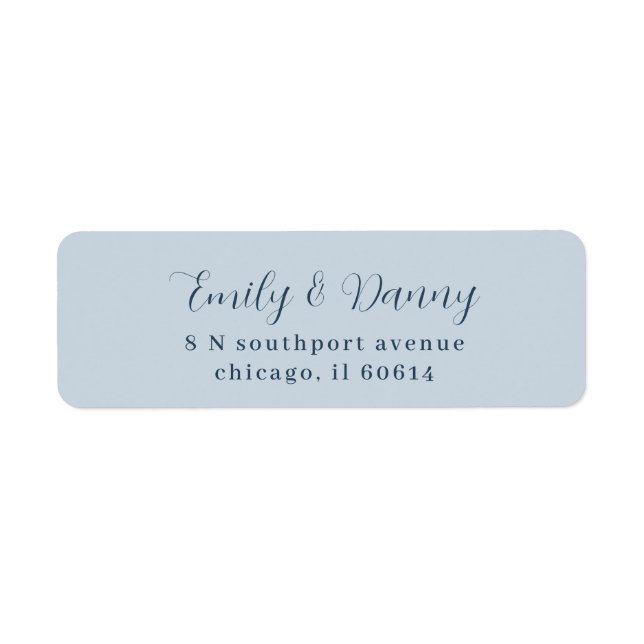 Minimalist Pastel Blue Elegant Wedding Address (Front)