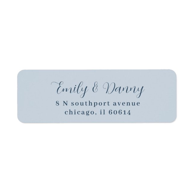 Minimalist Pastel Blue Elegant Wedding Address (Front)