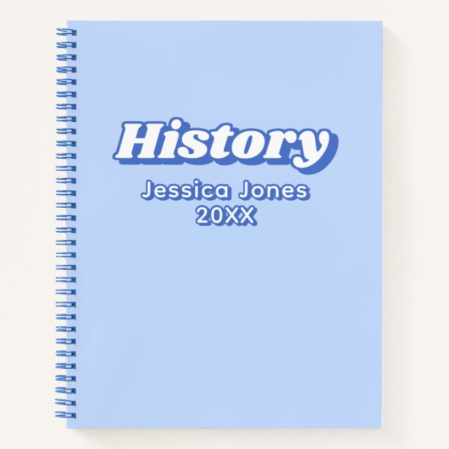 Minimalist Pastel Blue Typography School Subject Notebook (Front)