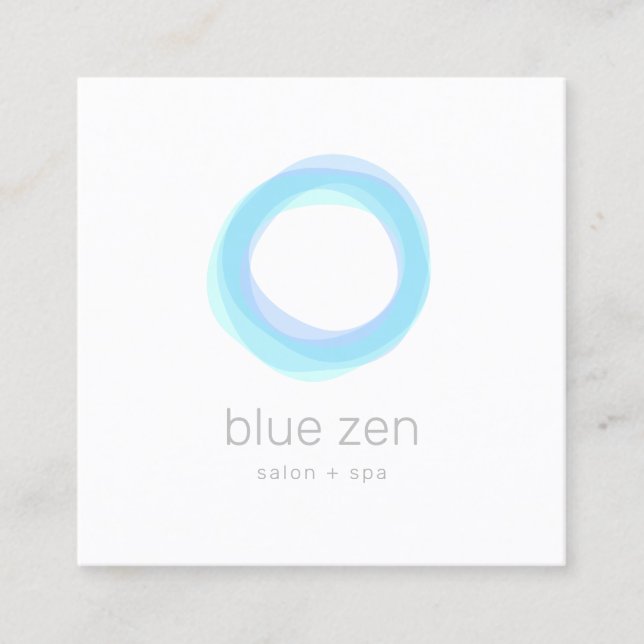 Minimalist Pastel Blue Zen Circle Square Business Card (Front)
