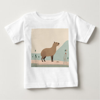 Minimalist Pastel Capybara Baby Tee
