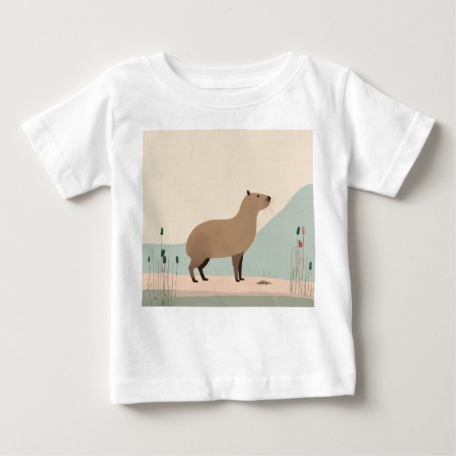 Minimalist Pastel Capybara Baby Tee (Front)