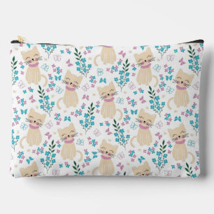 Minimalist Pastel Cat and Butterfly Garden Accessory Pouch