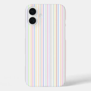 Minimalist Pastel Colourful Vertical Lines  iPhone 16 Plus Case
