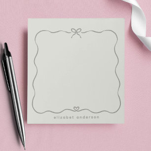 Minimalist Pastel Cute Bow Monogram Name  Notepad