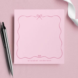 Minimalist Pastel Cute Bow Monogram Name  Notepad