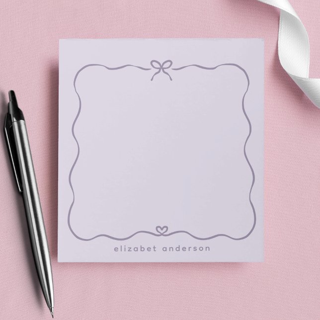 Minimalist Pastel Cute Bow Monogram Name  Notepad (Creator Uploaded)