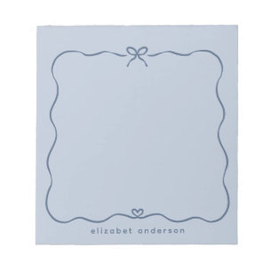Minimalist Pastel Cute Bow Monogram Name  Notepad
