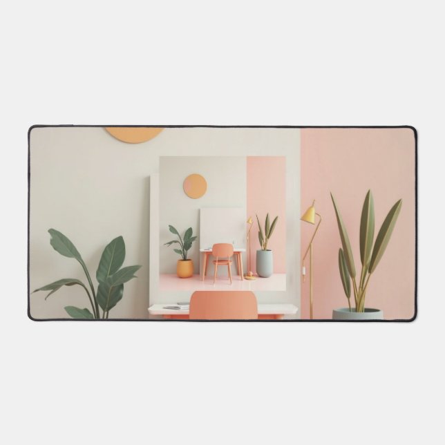 Minimalist Pastel Desk Mat – Clean Aesthetic Works (Front)